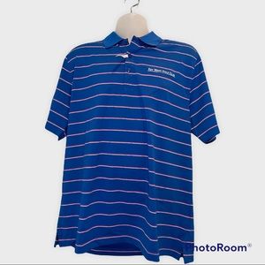 Cutter and Buck Mens Blue Stripe Golf Polo Size Large
